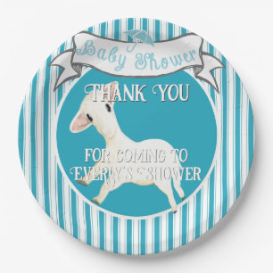 Cute Lamb Baby Boy Paper Plate