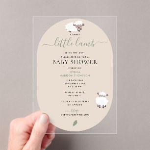Cute Lamb Cute Farm Animals Baby Shower Acrylic Invitations