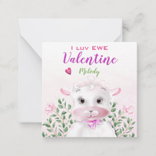Cute Lamb Floral Kids Classroom Valentine Card