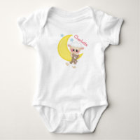 Cute Lamb on Crescent Moon with Monogram