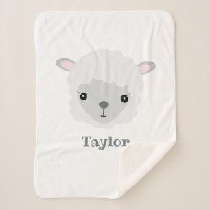 Cute Lamb Personalised Baby Sherpa Blanket