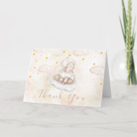 Cute Lamb Pinky Dust stars Baby Shower Thank You