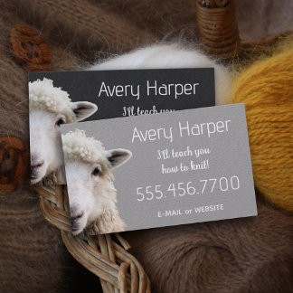 Cute Lamb Sheep Knitting Instructor Teacher Card