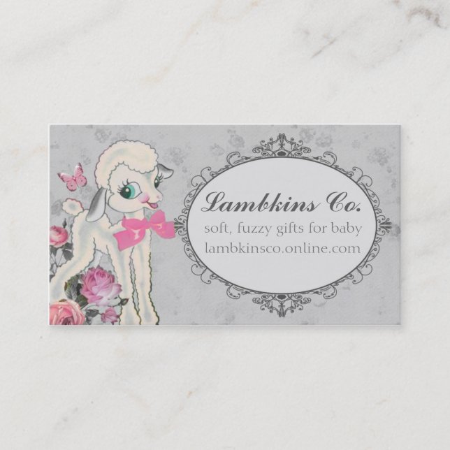 Cute lamb sheep wool knitting crochet sewing business card (Front)