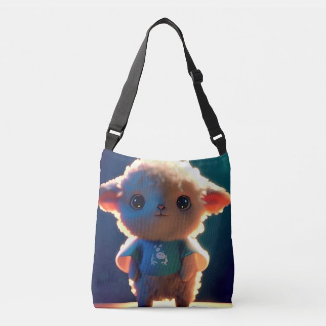 Cute lamb with a t-shirt crossbody bag (Front)