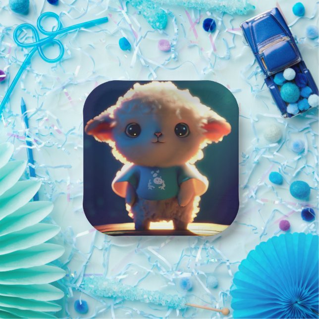 Cute lamb with a t-shirt paper plate (Party)
