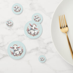 Cute Lamb with Floral Crown Illustration Confetti