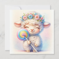 Cute Lamb with Lollipop - Whimsical Nursery