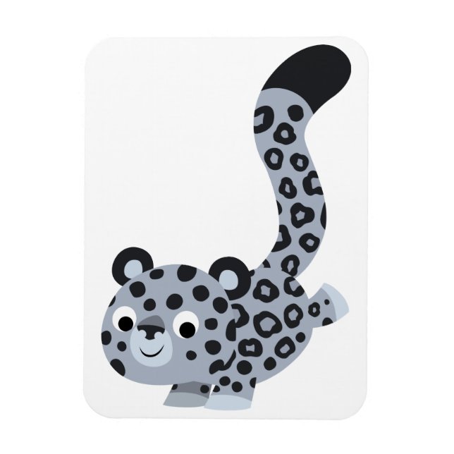 Cute Landing Cartoon Snow Leopard Flexible Magnet (Vertical)