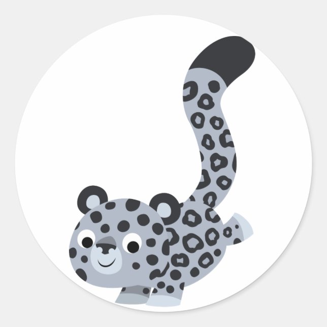 Cute Landing Cartoon Snow Leopard Sticker (Front)