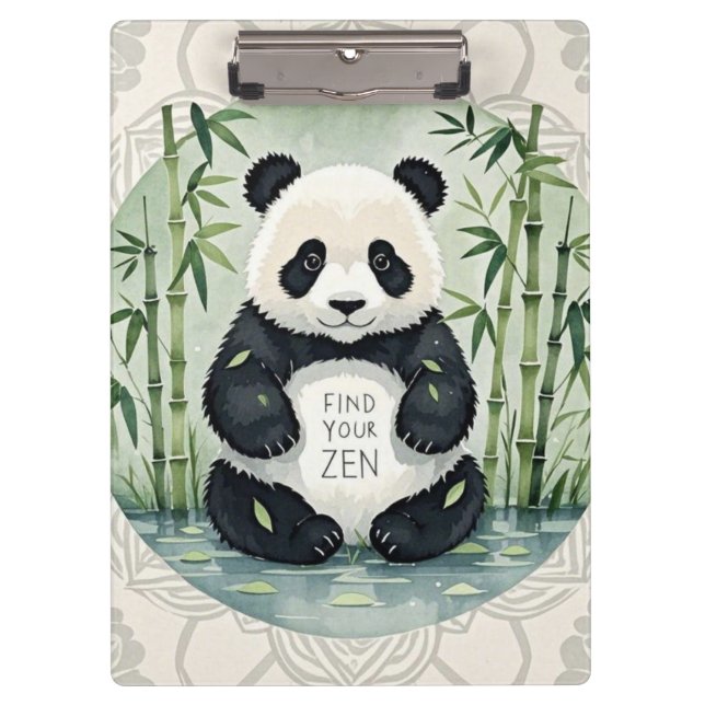 Cute Large Chubby panda sitting in a lotus pose  Clipboard (Front)