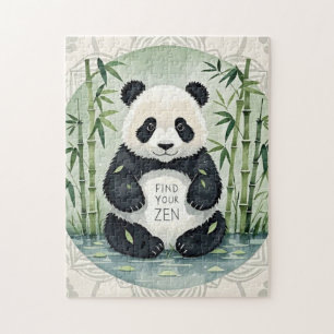 Cute Large Chubby panda sitting in a lotus pose Jigsaw Puzzle