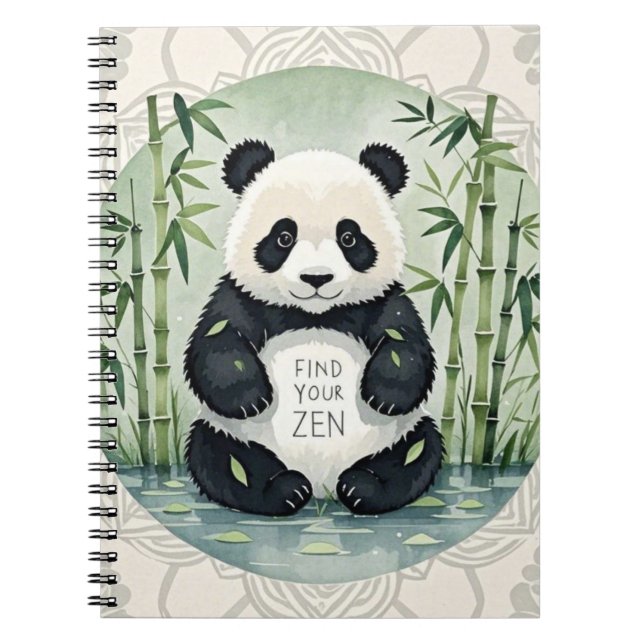 Cute Large Chubby panda sitting in a lotus pose  Notebook (Front)