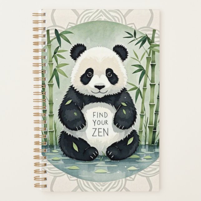 Cute Large Chubby panda sitting in a lotus pose  Planner (Front)