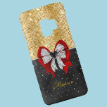 Cute large red glittery silver bow tie monogram Case-Mate samsung galaxy s9 case<br><div class="desc">Pretty chic and elegant girly faux glitter gold black bling with a cute large red silver bow tie to create a special unique stylish case to protect your device. Beautiful, modern and cool cover for the trend-savvy and art-loving hip trendsetter. This beautiful design would be great for girls who enjoy...</div>