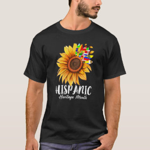 Cute Latinx Countries Flag Sunflower Hispanic Heri T-Shirt