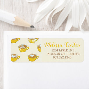 Cute Latte Art in Yellow Coffee Mugs Pattern