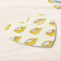 Cute Latte Art in Yellow Coffee Mugs Pattern