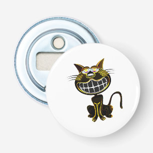 CUTE LAUGHING BLACK AND BRIGHT YELLOW CAT BOTTLE OPENER