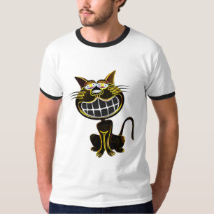CUTE LAUGHING BLACK AND BRIGHT YELLOW CAT T-Shirt