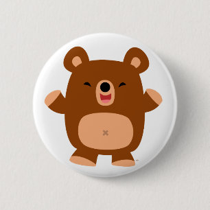 Cute Laughing Cartoon Bear button badge
