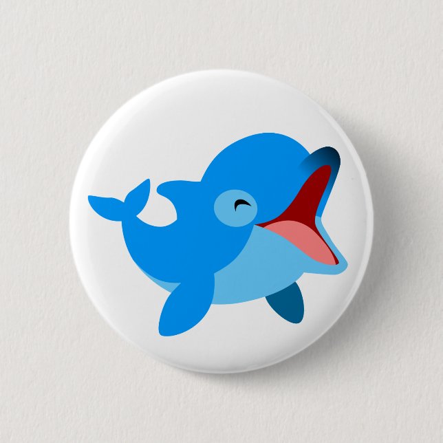 Cute Laughing Cartoon Dolphin 6 Cm Round Badge (Front)