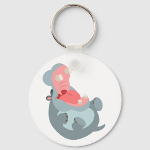 Cute Laughing Cartoon Hippo Keychain