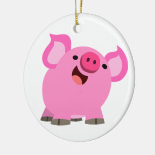 Cute Laughing Cartoon Pig Ceramic Tree Decoration