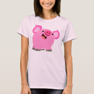 Cute Laughing Cartoon Pig Women T-Shirt