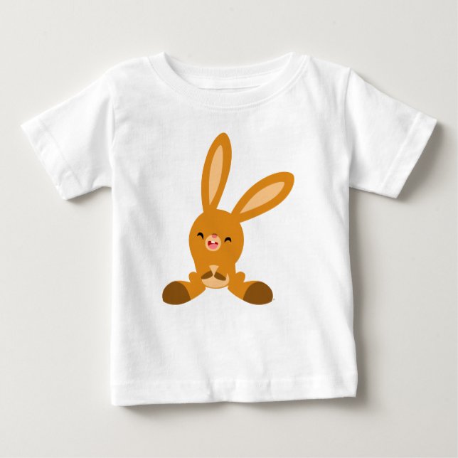 Cute Laughing Cartoon Rabbit Baby T-Shirt (Front)
