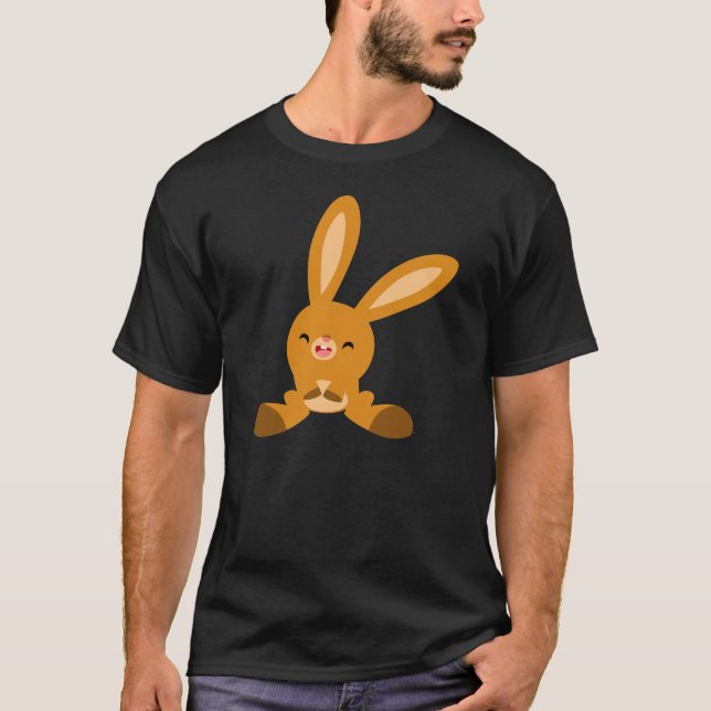 Cute Laughing Cartoon Rabbit T-Shirt (Front)