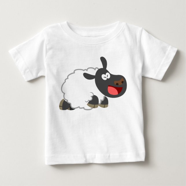 Cute Laughing Cartoon Sheep Baby T-Shirt (Front)