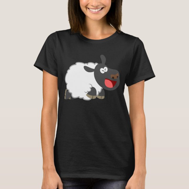 Cute Laughing Cartoon Sheep Women T-Shirt (Front)