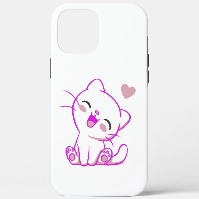 CUTE LAUGHING LITTLE Fuchsia  KITTEN Case-Mate iPhone Case (Back)