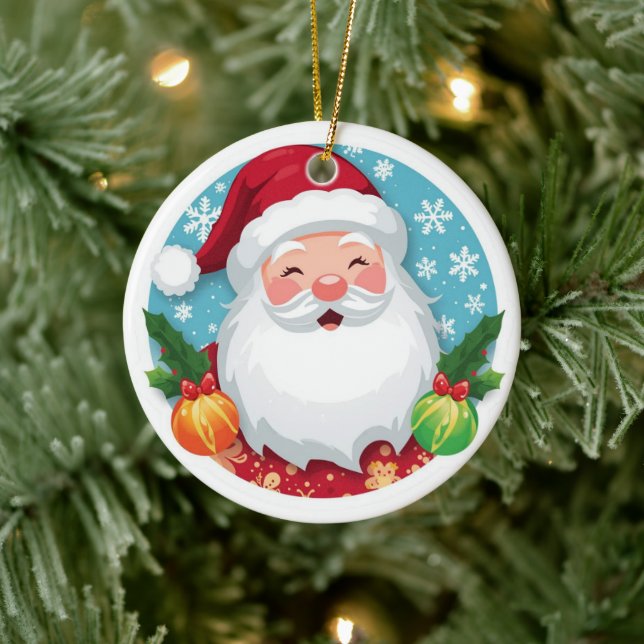 Cute Laughing Santa Christmas Ceramic Tree Decoration (Tree)
