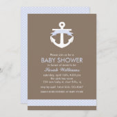 Cute Lavender Anchor Nautical Theme Baby Shower Invitation (Front/Back)