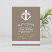 Cute Lavender Anchor Nautical Theme Baby Shower Invitation (Standing Front)