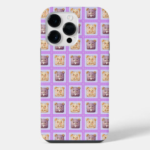 Cute Lavender Blueberry Patchwork Teddy Bear iPhone 14 Pro Max Case