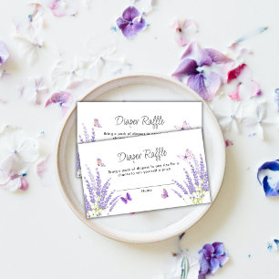 Cute Lavender Butterfly Diaper Raffle Baby Shower  Enclosure Card