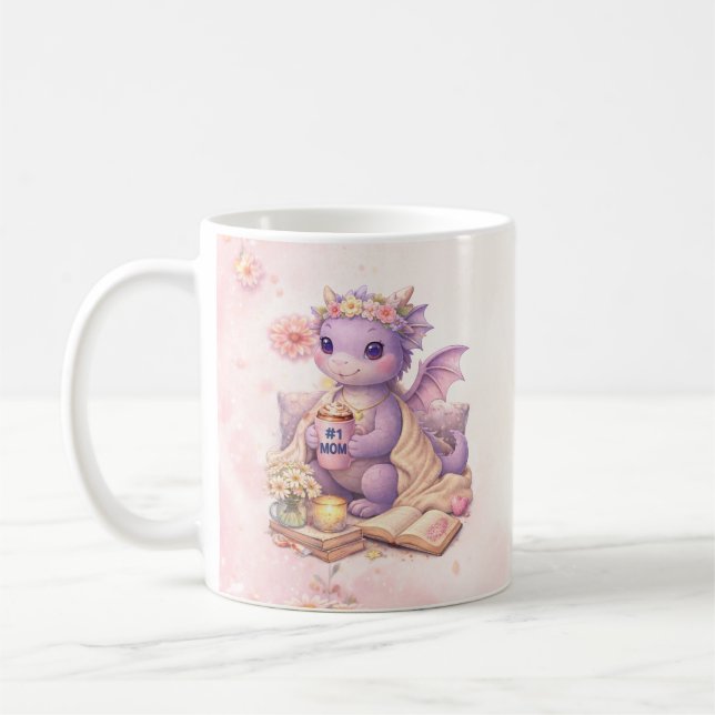 Cute Lavender Dragon Coffee Mug (Left)
