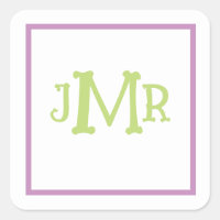 Cute Lavender & Green Monogram Initials square