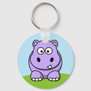 Cute Lavender Hippo Key Ring