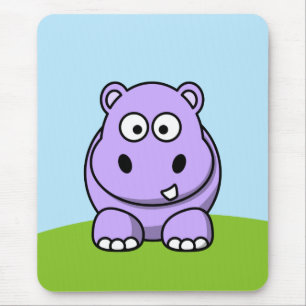 Cute Lavender Hippo Mouse Pad