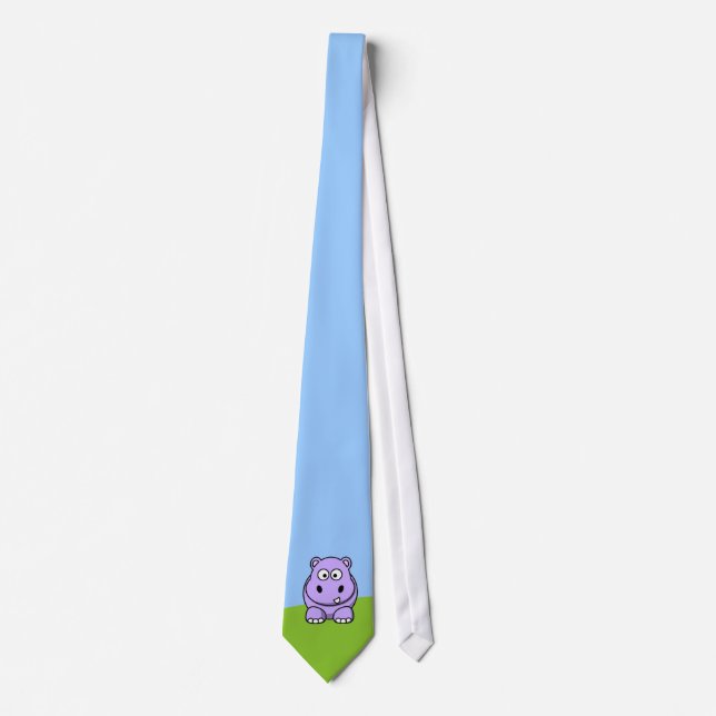 Cute Lavender Hippo Tie (Front)