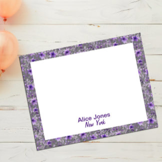 Cute lavender pattern watercolor flower grey notepad