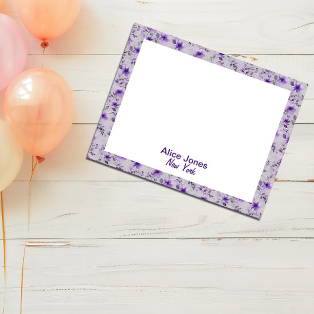 Cute lavender pattern watercolor flower light grey notepad (Creator Uploaded)