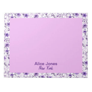 Cute lavender pattern watercolor flower notepad