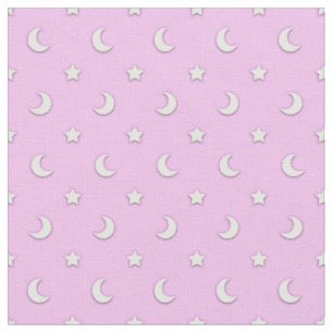 Cute Lavender Pink and White Stars and Moons Fabric