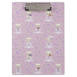 Cute Lavender Princess Bear Pattern Clipboard