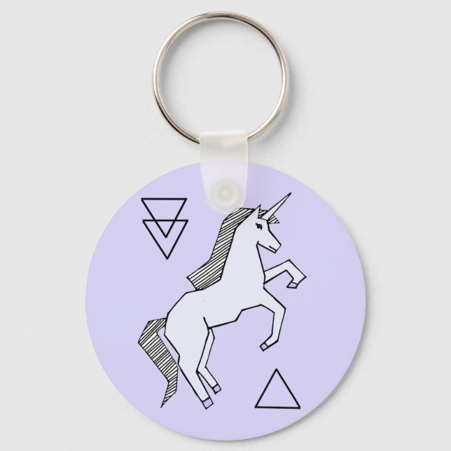 Cute Lavender Purple Unicorn Keychain (Front)